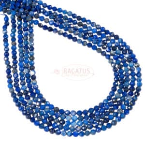 A-grade lapis lazuli faceted plain round approx. 4mm, 1 strand -Special-