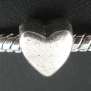 Großlochperle Herz Metall silber 8×7 mm