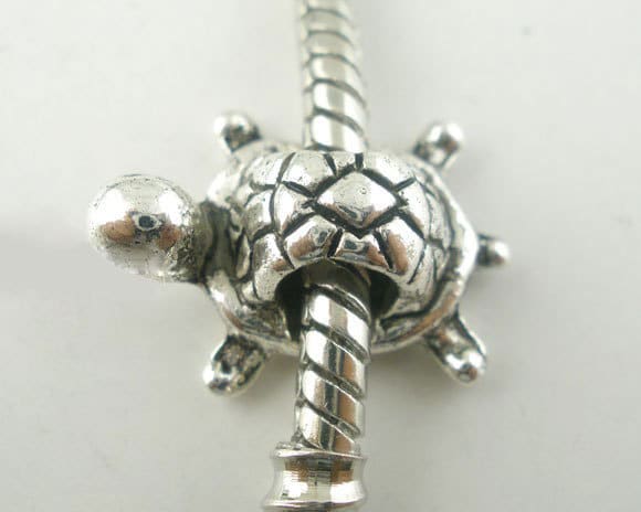 Großlochperle Schildkröte Metall silber 19×13 mm