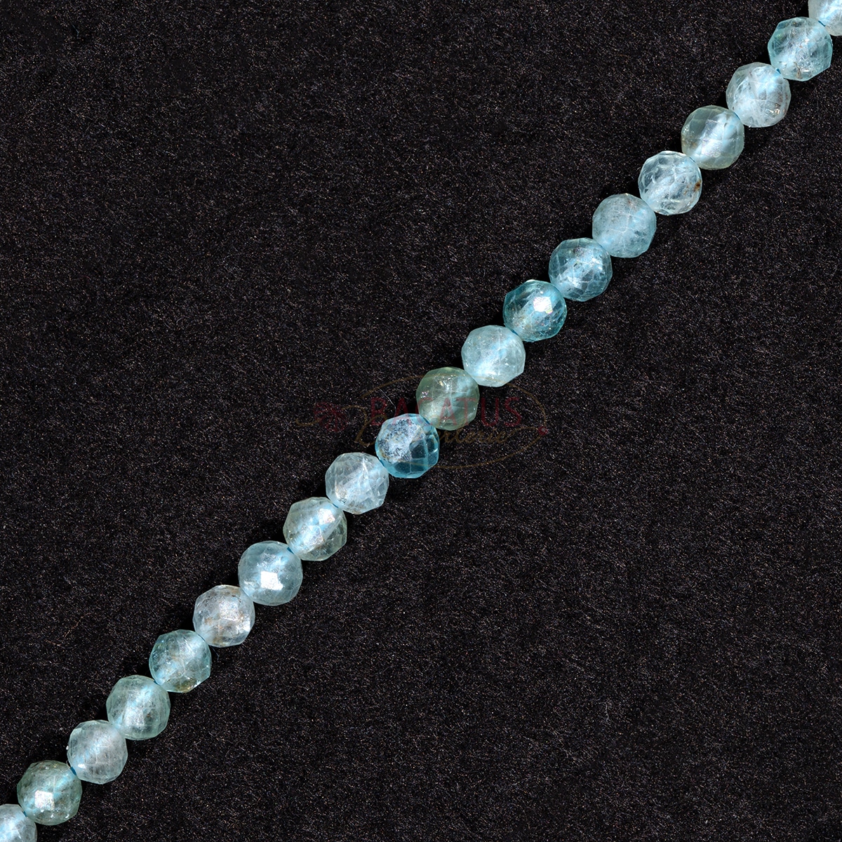 Apatite faceted round light blue 2 – 3 mm, 1 strand