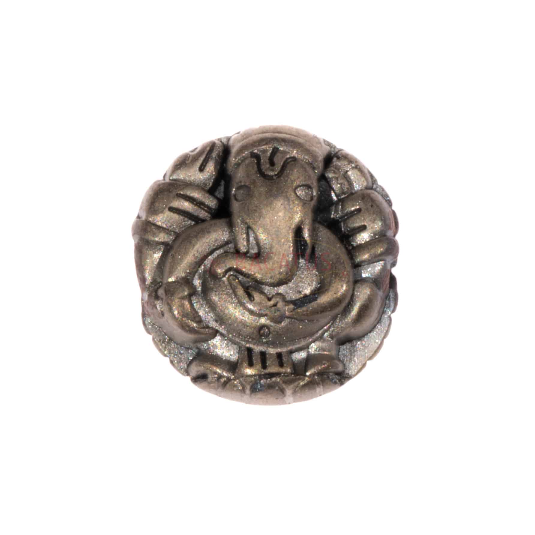 Hämatit Perle « Ganesha » flach, rund 12 x 11 mm messing 1x