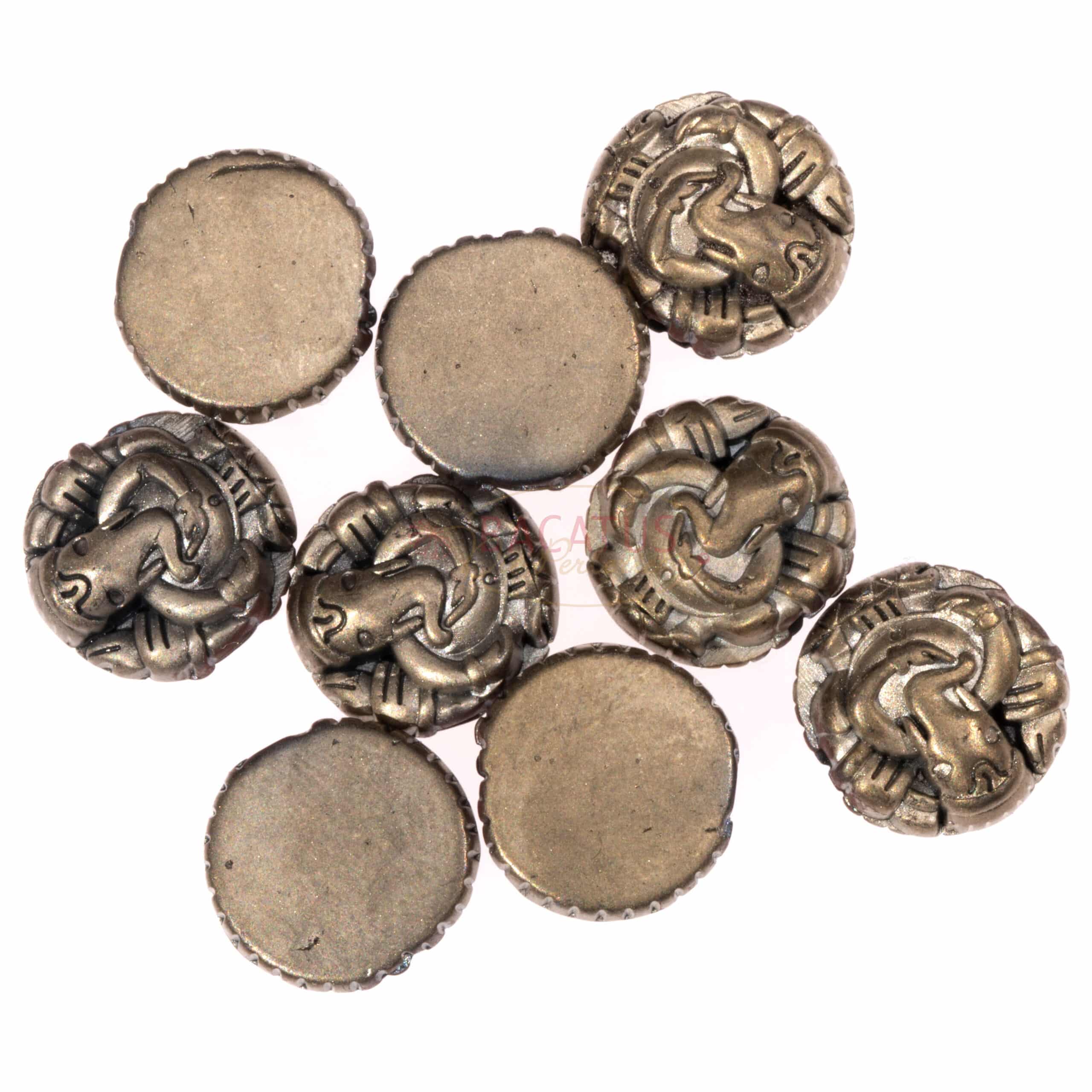 Hämatit Perle “Ganesha” flach, rund 12 x 11 mm messing 1x