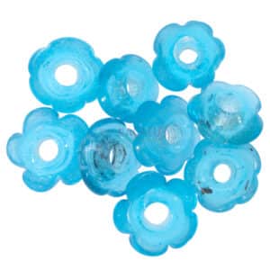 Glasperle Lampwork Blume blau 20x10mm, 3 Stück