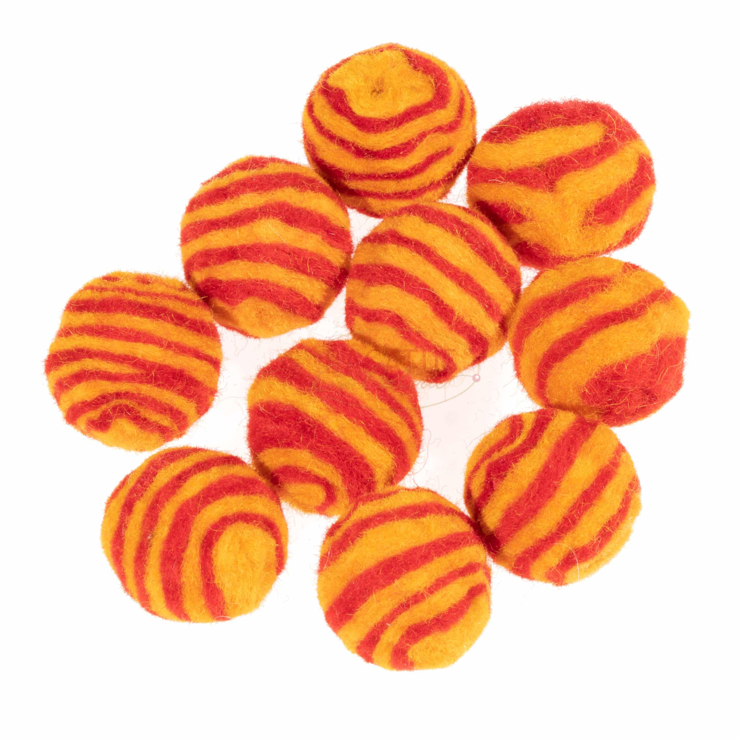 Filzperlen Kugel orange rot, 10x