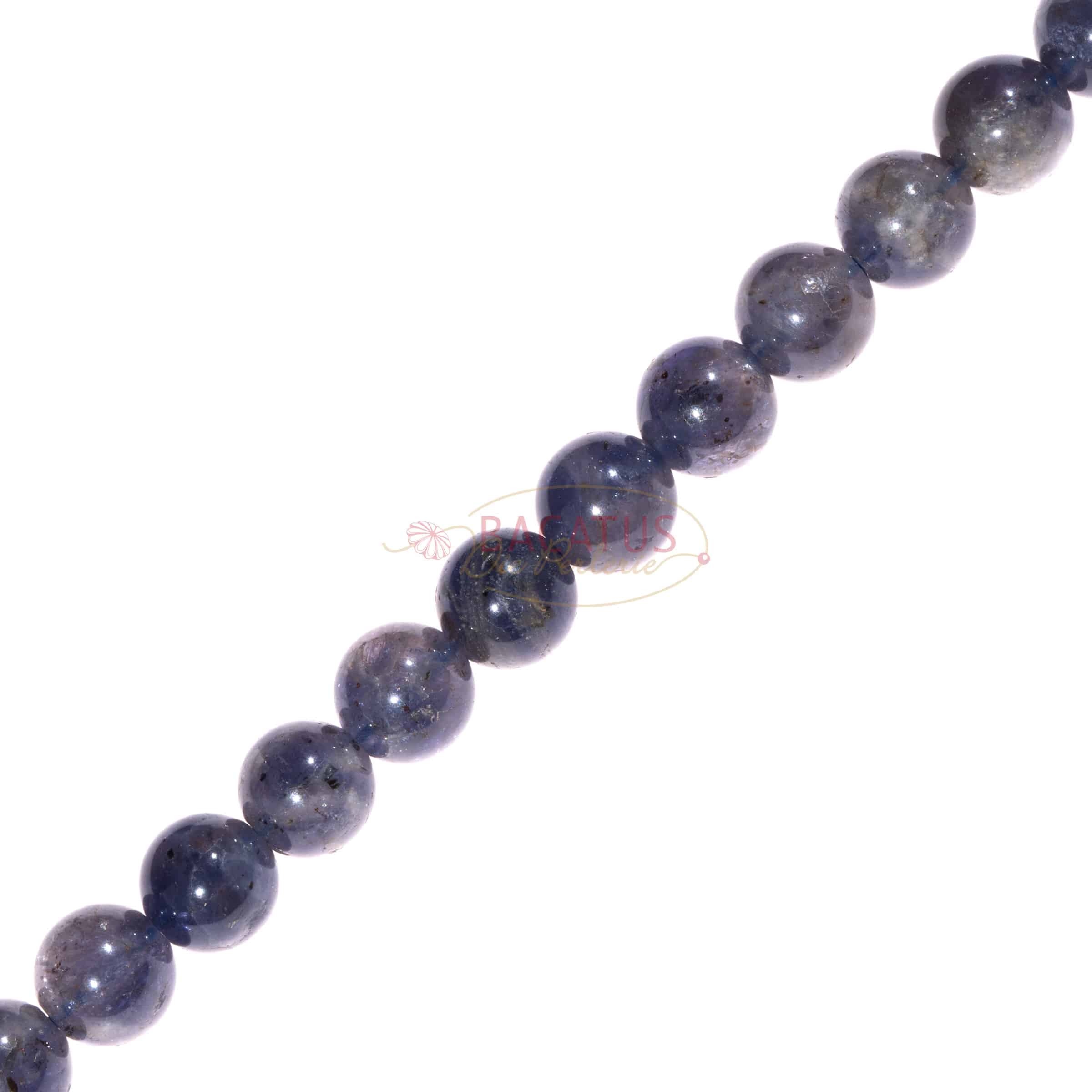 Palline di iolite viola lucido circa 8 mm, 1 capo