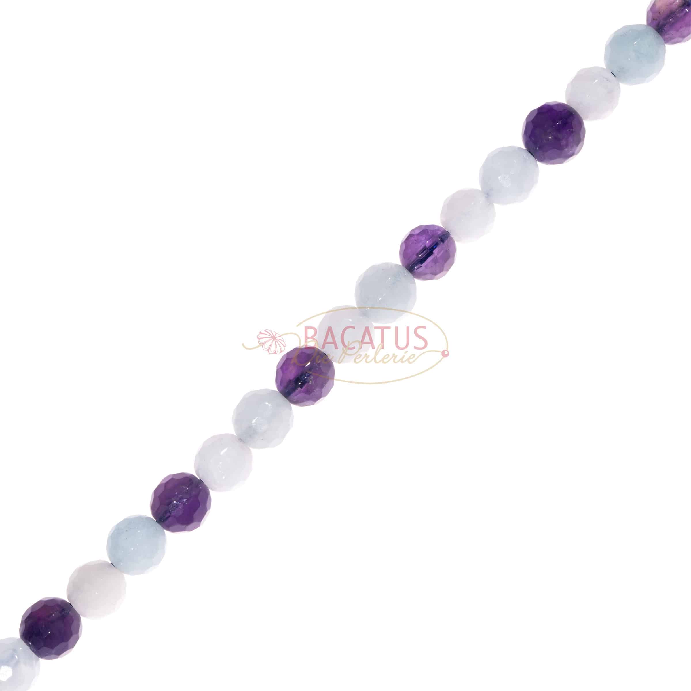 Gemstone mix faceted plain round approx. 8mm, 1 strand