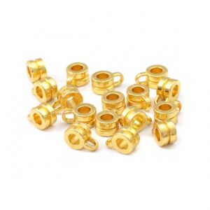 Großlochperle/ Metallperle mit Öse – Metall, gold glänzend – 9 x 6 mm 6 Stück