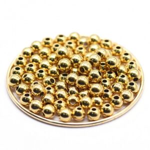 Edelstahlperle Kugel gold 6 mm Loch 1,3 mm 2 Stück
