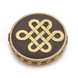 Indonesische Perle Scheibe „chinesischer Knoten“ gold – braun 29 x 7 mm 1x
