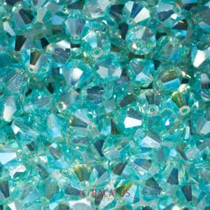 Kristallperlen Bicone PRECIOSA Carribean Sea AB 2X – 6 mm – 20 Stück