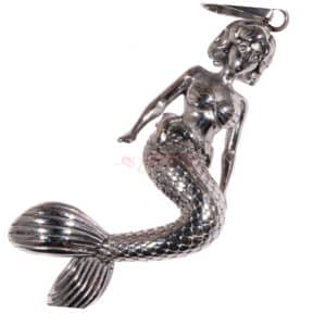 Edelstahlperle „Meerjungfrau“ silber 66x25mm, 1 Stück