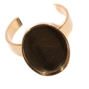 Fassung Ring für Cabochons Metall gold 17x12mm, 1 Stück