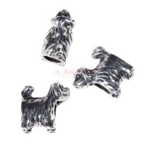 Großlochperle Hund Metall, silber 12,6×12,7mm 1x